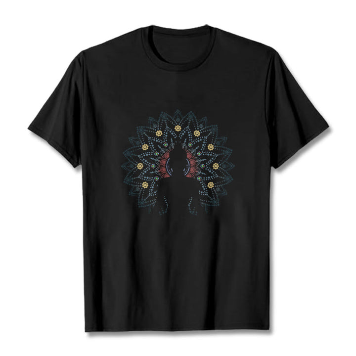 Buddha Stones曼荼羅花座仏陀柄Tシャツ - 黒 - 2XL - image 6