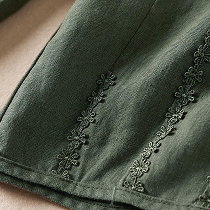 レディース ハーレムパンツ スモールフラワー刺繍 コットンリネン ポケット付き 夏用 Buddha Stones - image 32