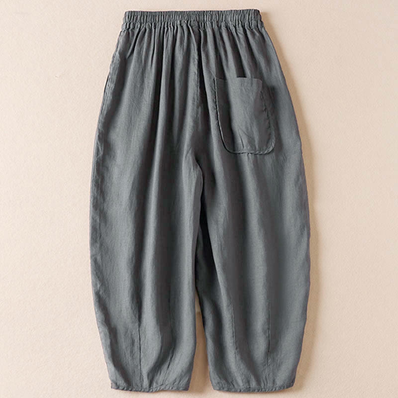 レディース ハーレムパンツ スモールフラワー刺繍 コットンリネン ポケット付き 夏用 Buddha Stones - image 35