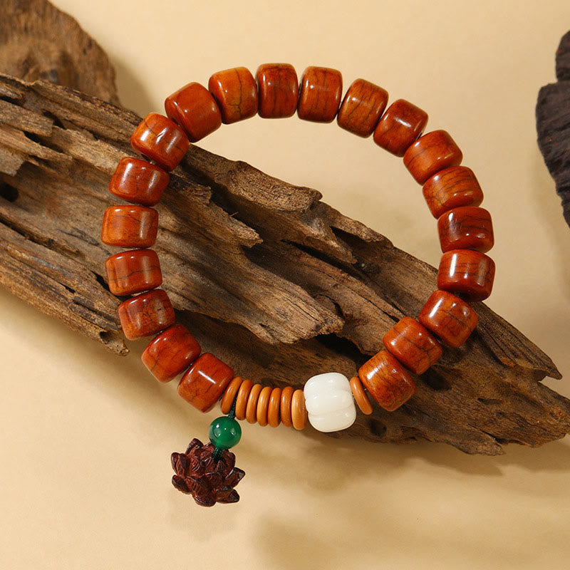 Buddha Stones骨ビーズ蓮平和のお守りチャームデザイン悟りブレスレット - image 6