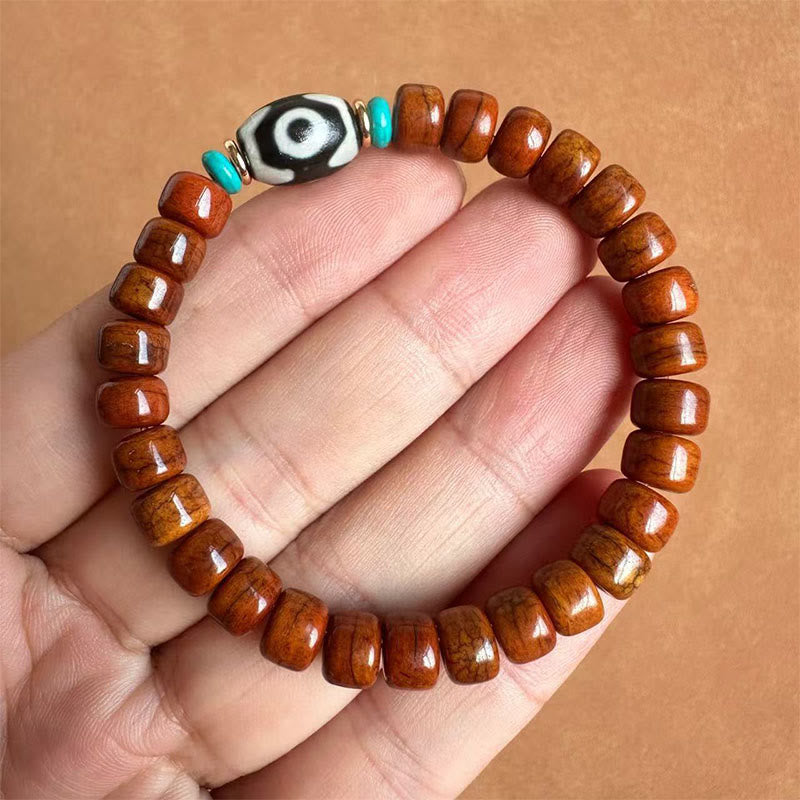 Buddha Stones骨ビーズ 金剛杵 三眼ビーズ幸運ブレスレット - 骨ビーズと三目ビーズ(手首周り:15cm~16cm) - image 4