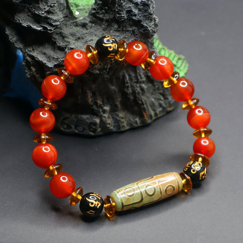 Buddha Stones赤瑪瑙 九眼天珠 六真言 静寂のブレスレット - image 4