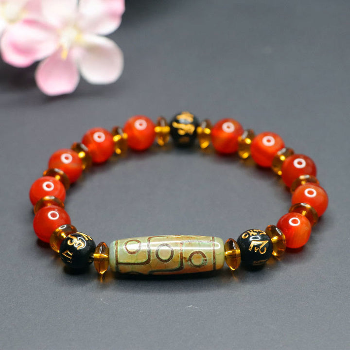 Buddha Stones赤瑪瑙 九眼天珠 六真言 静寂のブレスレット - image 9