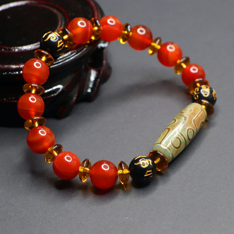 Buddha Stones赤瑪瑙 九眼天珠 六真言 静寂のブレスレット - image 12