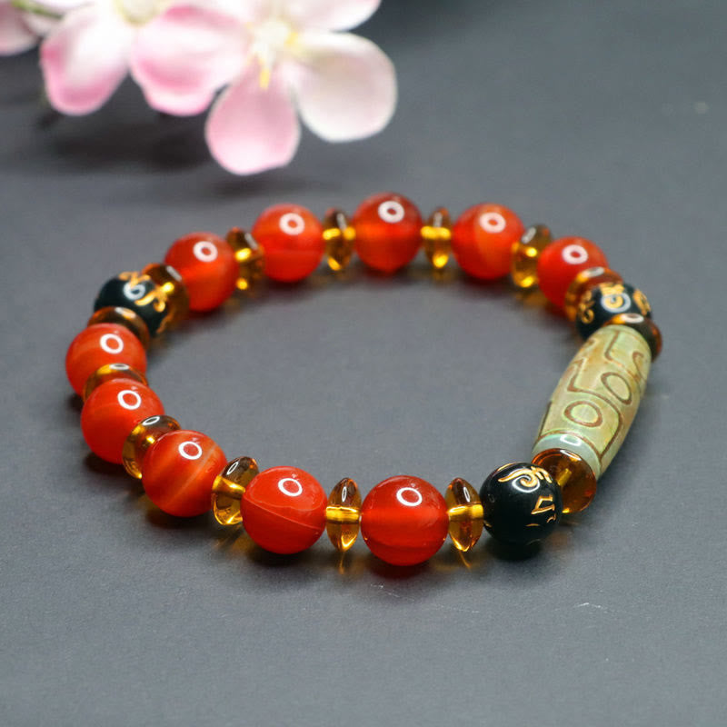 Buddha Stones赤瑪瑙 九眼天珠 六真言 静寂のブレスレット - image 3