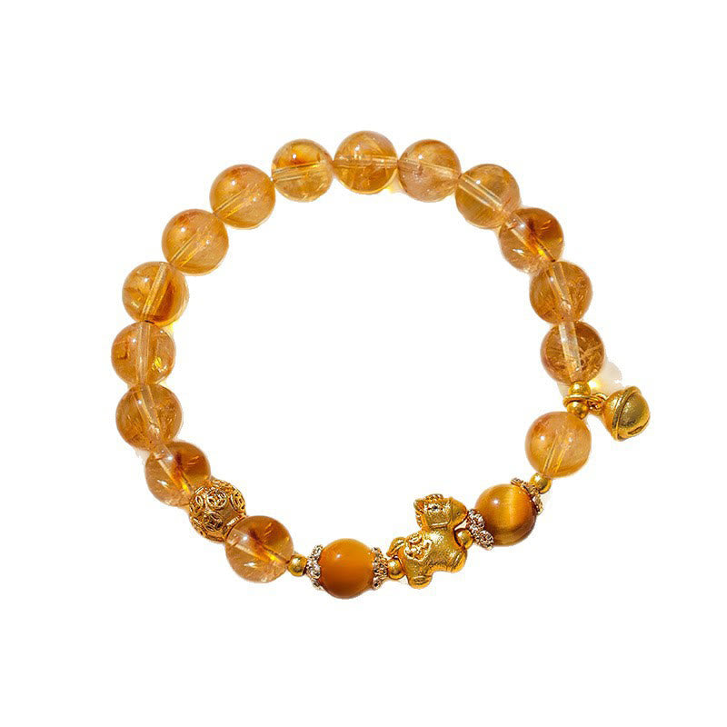 Buddha Stones馬年 8mm シトリン ピンククリスタル ストロベリークォーツ守護ブレスレット - image 3