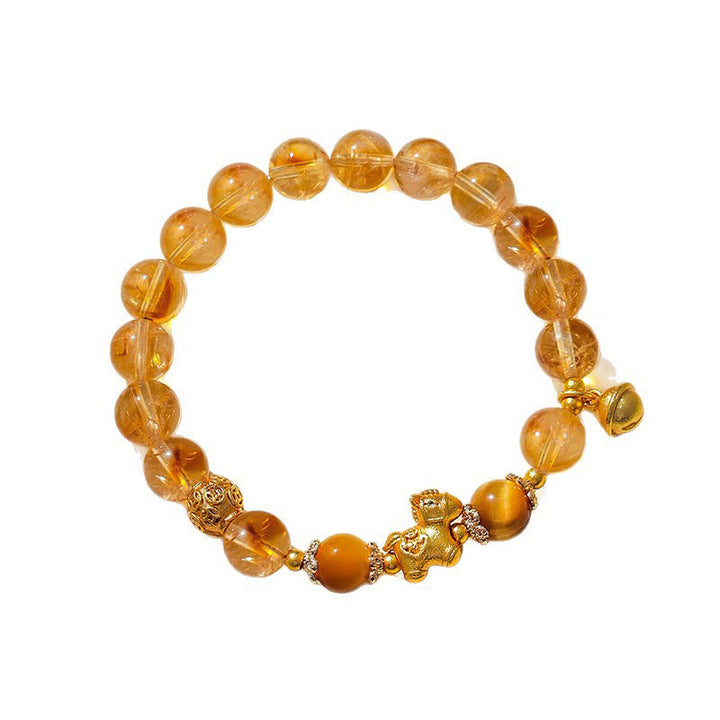 Buddha Stones馬年 8mm シトリン ピンククリスタル ストロベリークォーツ守護ブレスレット - image 3