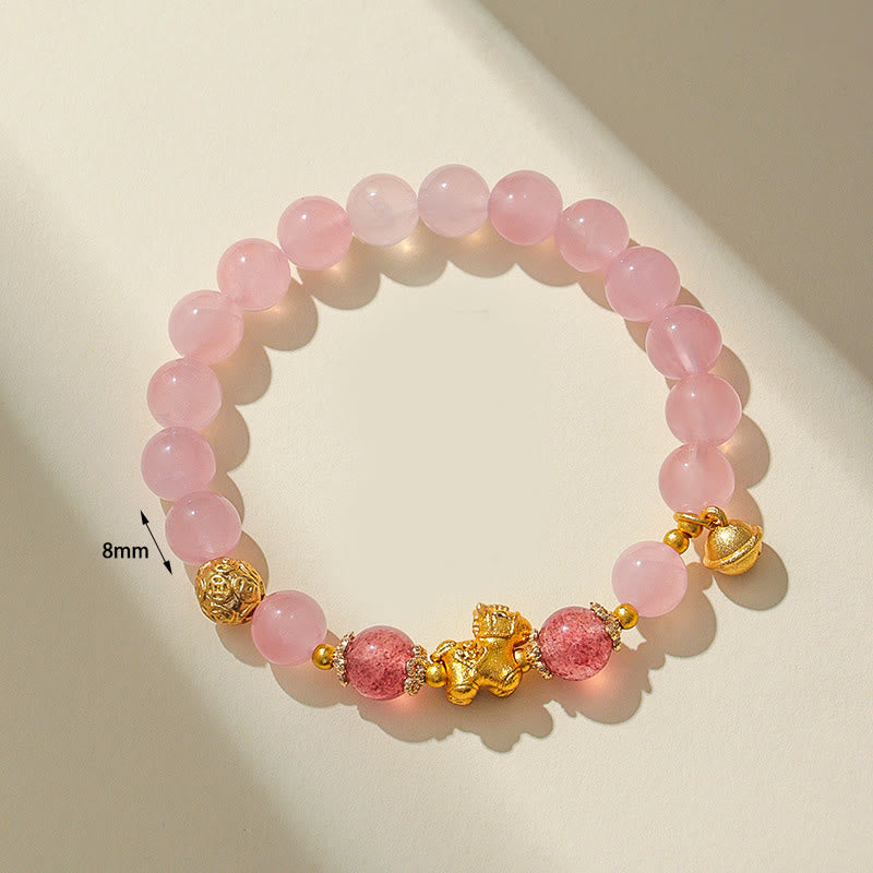 Buddha Stones馬年 8mm シトリン ピンククリスタル ストロベリークォーツ守護ブレスレット - image 9