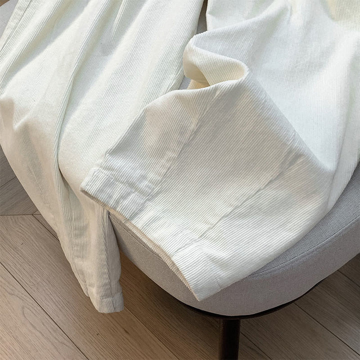 Buddha Stones無地 伸縮性ウエストバンドデザイン レディース ワイドレッグ コーデュロイ コットンパンツ ポケット付き - image 12