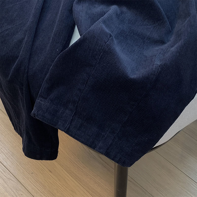 Buddha Stones無地 伸縮性ウエストバンドデザイン レディース ワイドレッグ コーデュロイ コットンパンツ ポケット付き - image 18