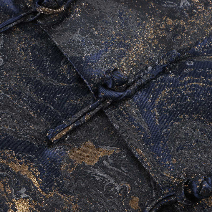 Buddha Stonesと青い流水山カエルボタンの長袖メンズジャケット(ポケット付き) - image 7