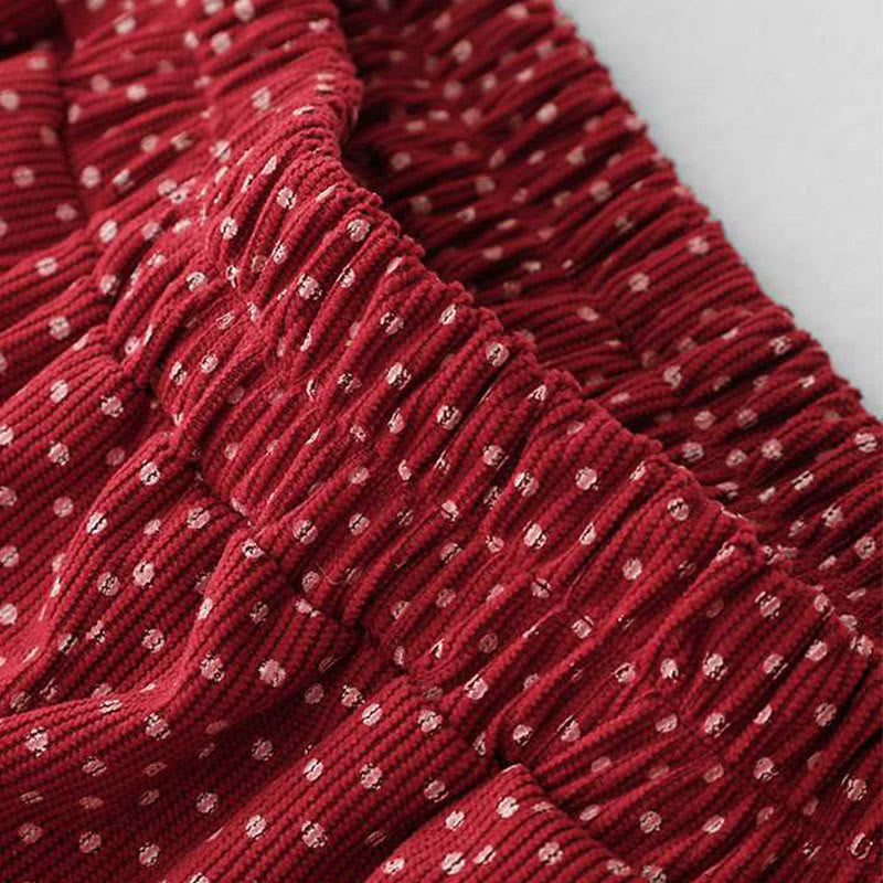 Buddha Stonesの秋のドット柄ハイウエストデザインレディースワイドレッグパンツ(ポケット付き) - image 6