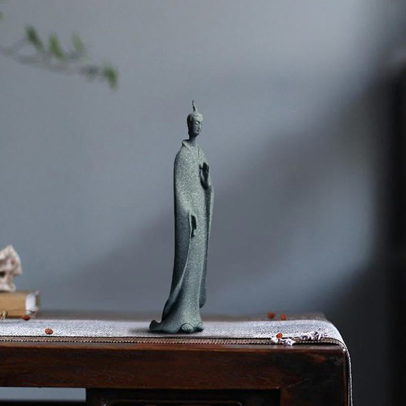 Buddha Stones瞑想用仏陀立像 砂岩製 室内装飾 3.8×6.5×17cm - image 1