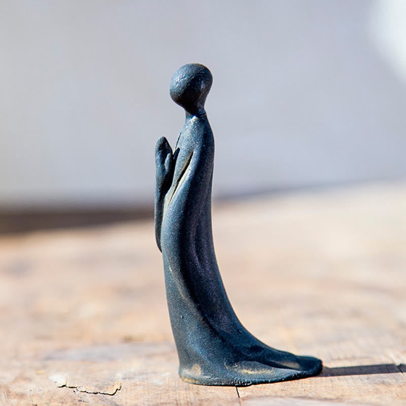 Buddha Stones手作り 立像無形の仏鉄粉 錆 鋳造 樹脂 像 装飾 - image 1