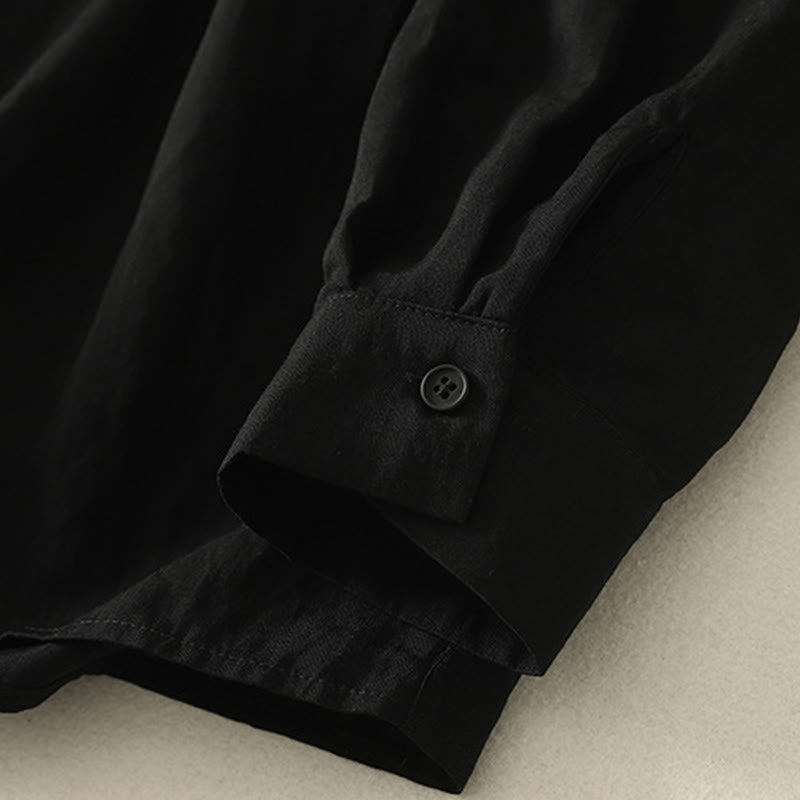 Buddha Stones秋スタンドカラー中国風フロッグボタンシンプルデザイン長袖レディースコットンシャツ - image 14