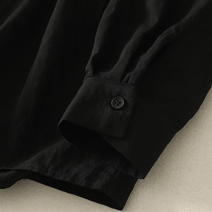 Buddha Stones秋スタンドカラー中国風フロッグボタンシンプルデザイン長袖レディースコットンシャツ - image 14