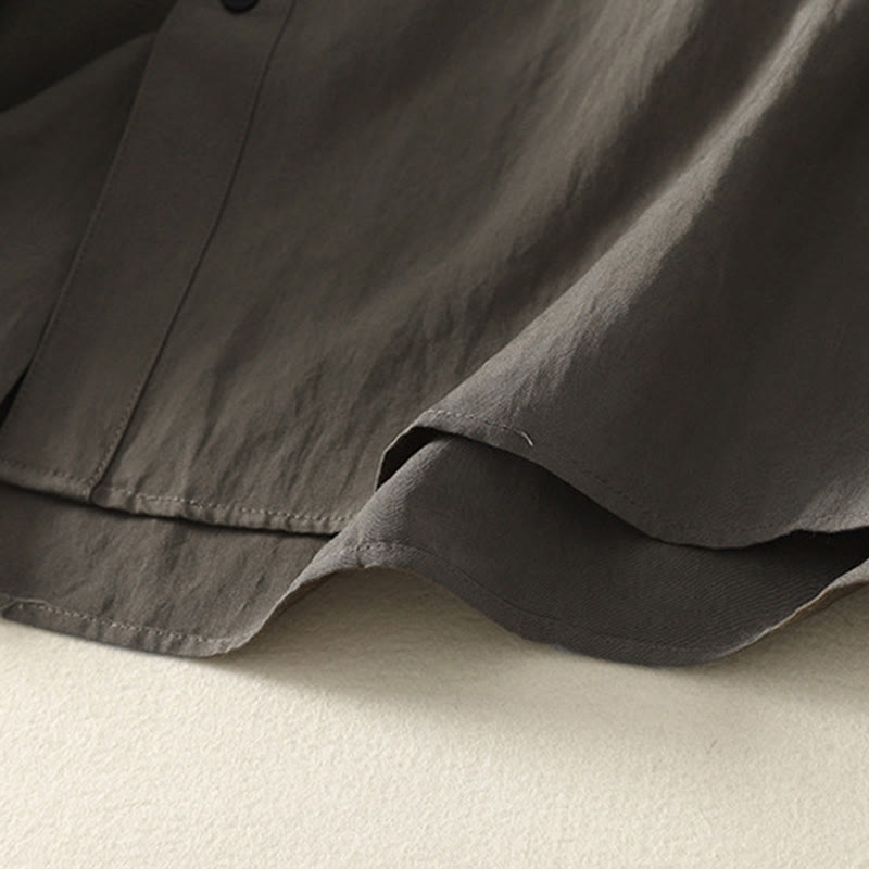 Buddha Stones秋スタンドカラー中国風フロッグボタンシンプルデザイン長袖レディースコットンシャツ - image 9