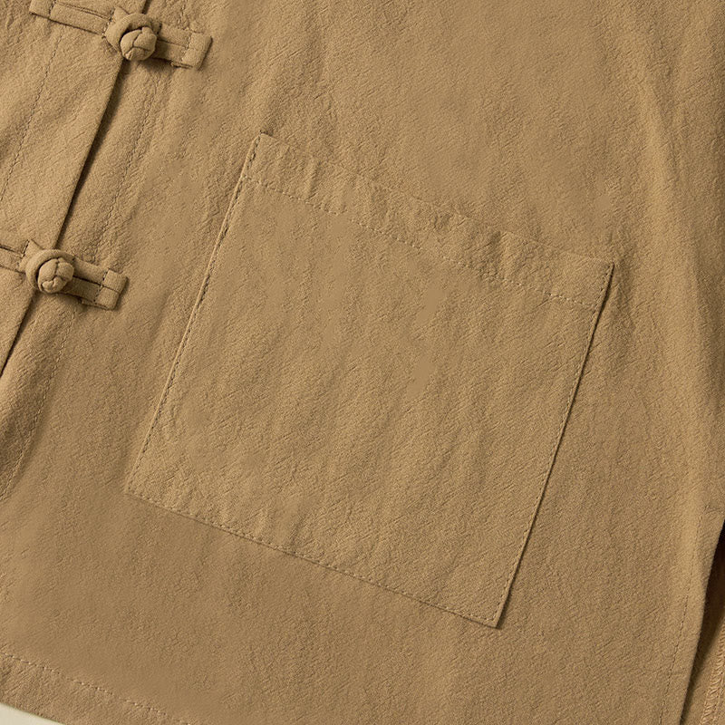 Buddha Stonesエスニック フロッグボタン 長袖 スタンドカラー レディース コットンシャツ ポケット付き - image 5