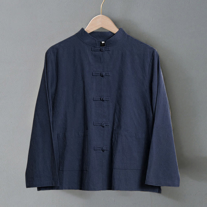 Buddha Stonesエスニック フロッグボタン 長袖 スタンドカラー レディース コットンシャツ ポケット付き - image 22