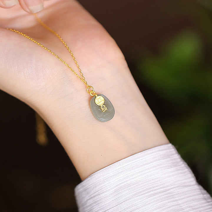 Buddha Stones925 スターリングシルバー 天然和田翡翠 シアン翡翠 幸運の笑う仏陀 蝶のネックレスペンダント - 翡翠のインゴット - image 28