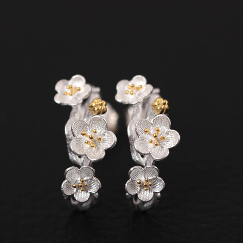 Buddha Stones925スターリングシルバー 梅の花 フローラルブレッシングイヤリング