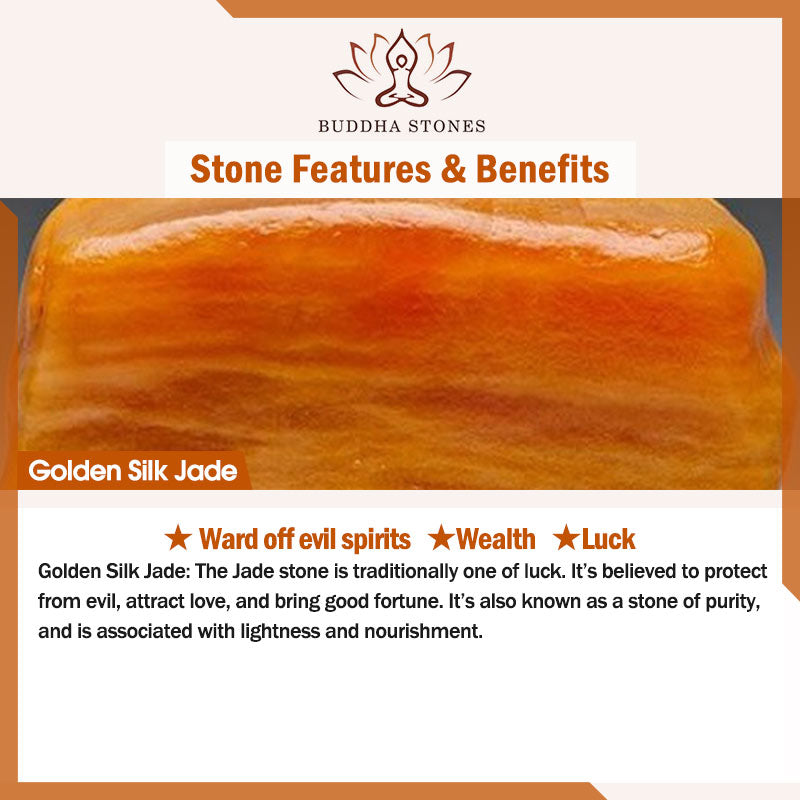 Buddha Stonesゴールデンシルク 翡翠 かぼちゃビーズ 富と幸運のブレスレット