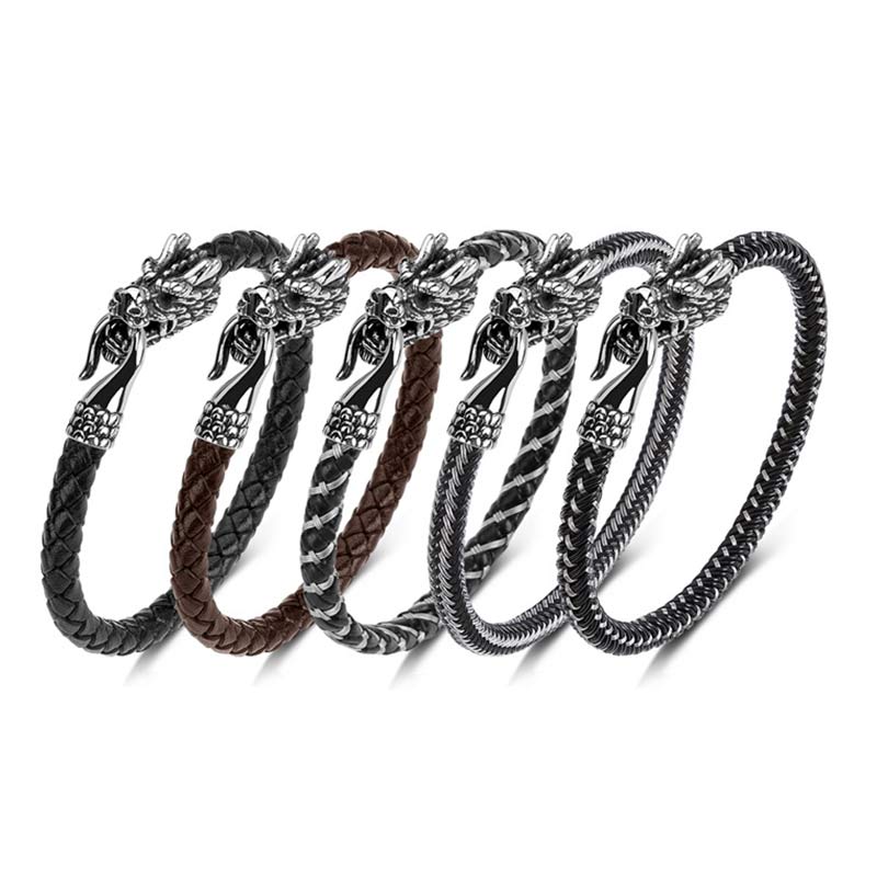 Buddha Stones龍 チタン鋼 守護幸運ブレスレット