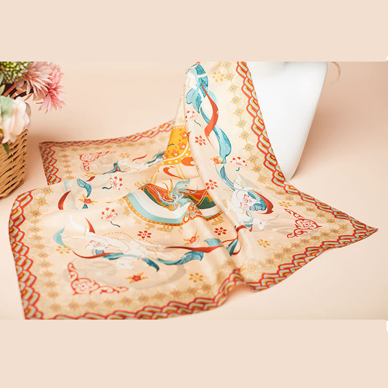 Buddha Stones敦煌日月山 100% 桑シルクスカーフ 敦煌ショール