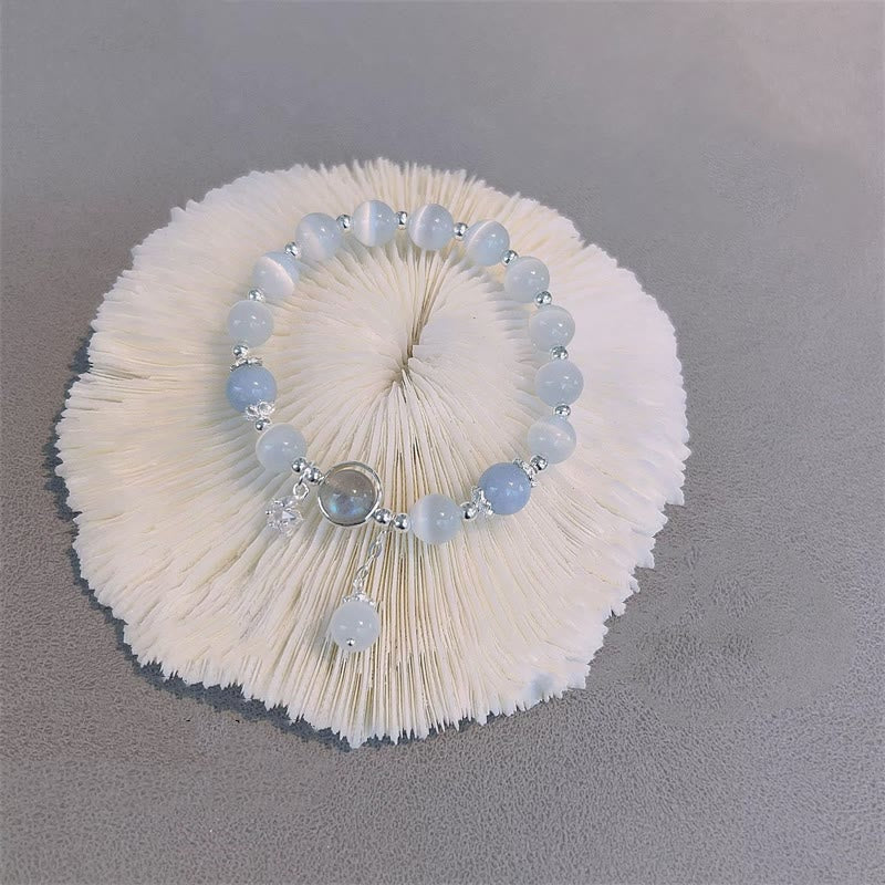 Buddha Stones ムーンストーン バタフライ&スター チャーム ブレスレット レディース