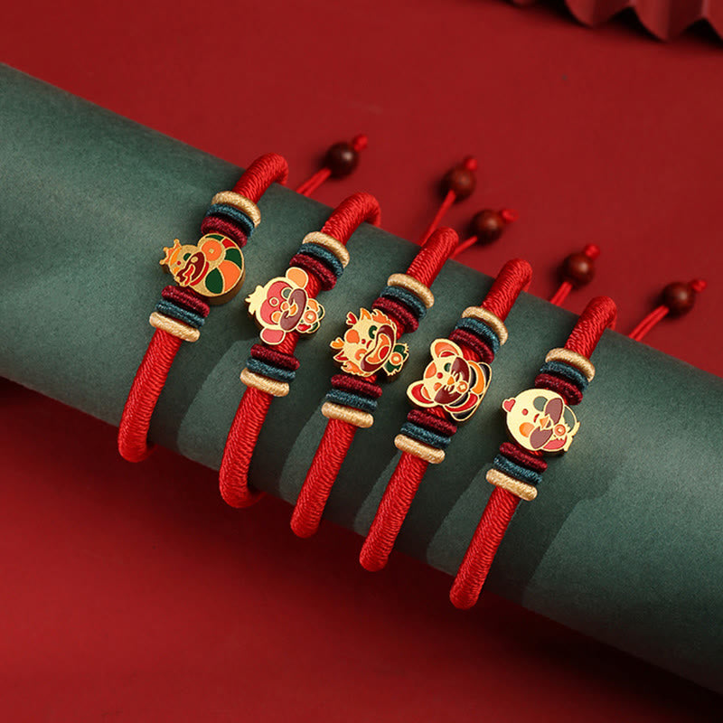 Buddha Stonesハンドメイド925スターリングシルバードラゴン年かわいい中国の十二支幸運編み込みレッドブレスレット - image 21