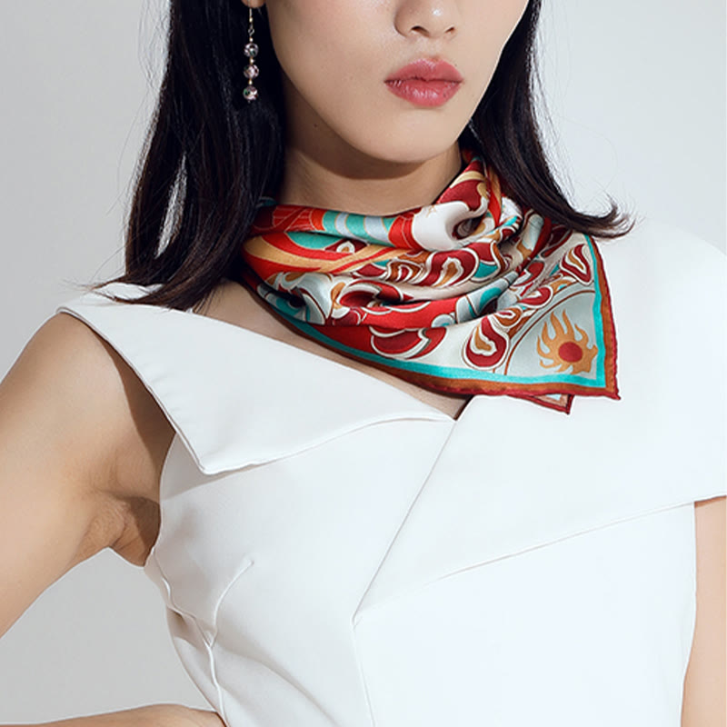 Buddha Stones敦煌 反芻 琵琶 飛翔 フレスコ画 100% 桑絹 スカーフ 高級 6A 敦煌 ショール