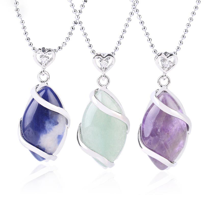 Buddha Stonesマーキス模様 天然水晶石 チャームネックレスペンダント