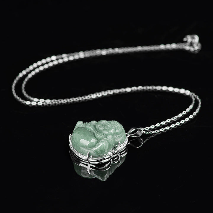 Buddha Stones925スターリングシルバー 笑う仏陀 翡翠 豊穣のネックレスチェーンペンダント - image 10