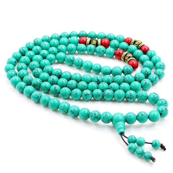 Buddha Stonesチベットターコイズ浄化ネックレスMala