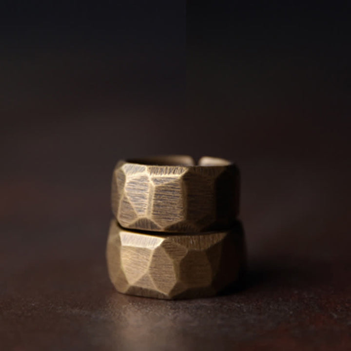 Buddha Stonesチベットのシンプルなデザインの銅製富の指輪