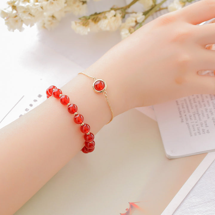 サンストーン ストロベリークォーツ クリスタル ガーネット ポジティブ パワーストーンブレスレット Buddha Stones