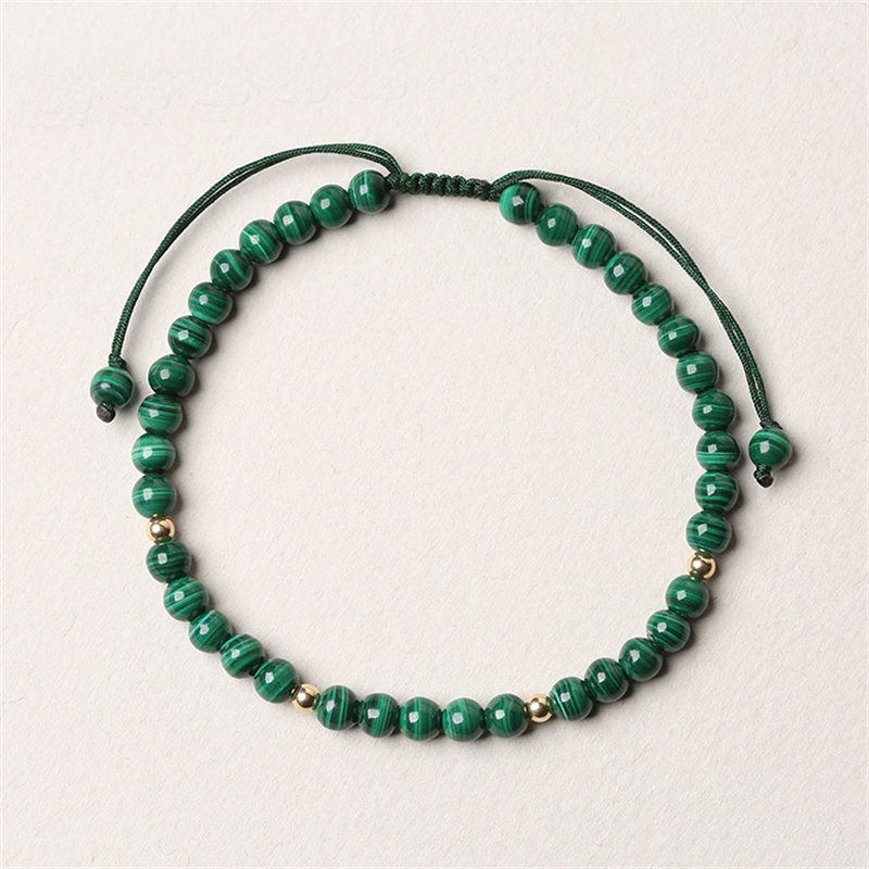 Buddha Stones天然マラカイト 保護 静寂 ストリングブレスレット - image 1