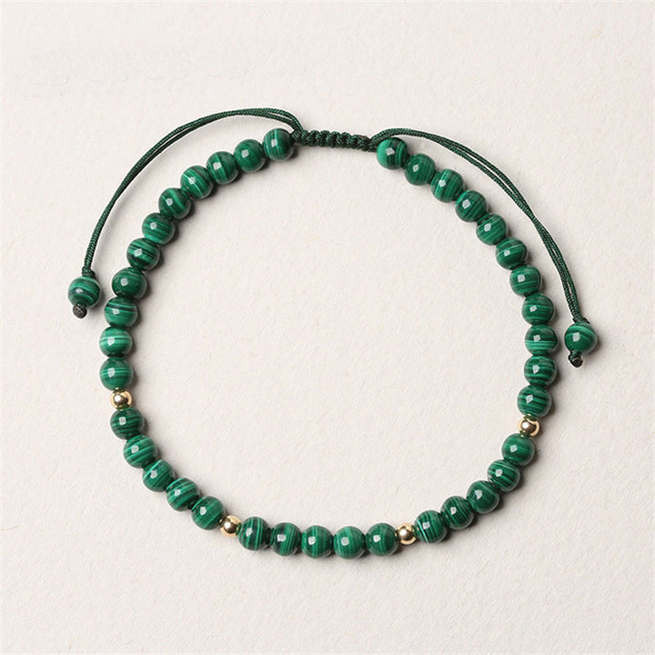 Buddha Stones天然マラカイト 保護 静寂 ストリングブレスレット - image 1