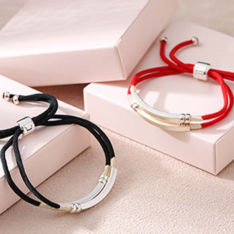 Buddha Stones925 スターリングシルバー レッドストリング レイヤードブレイドブレスレット