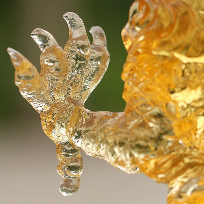 Buddha Stones手作り 中国の十二支 黄龍 琉璃 クリスタルアートピース 幸運の守護 自宅 オフィス 装飾