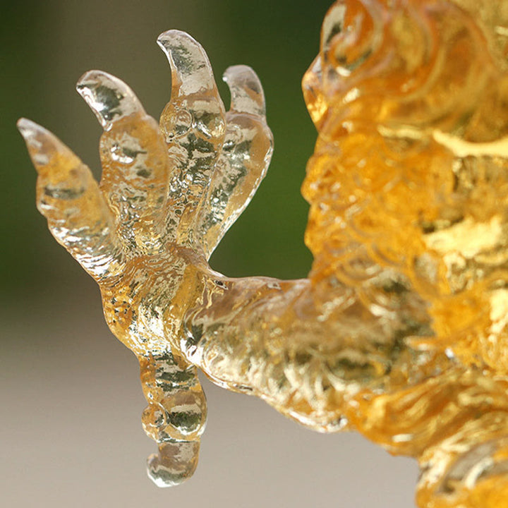 Buddha Stones手作り 中国の十二支 黄龍 琉璃 クリスタルアートピース 幸運の守護 自宅 オフィス 装飾