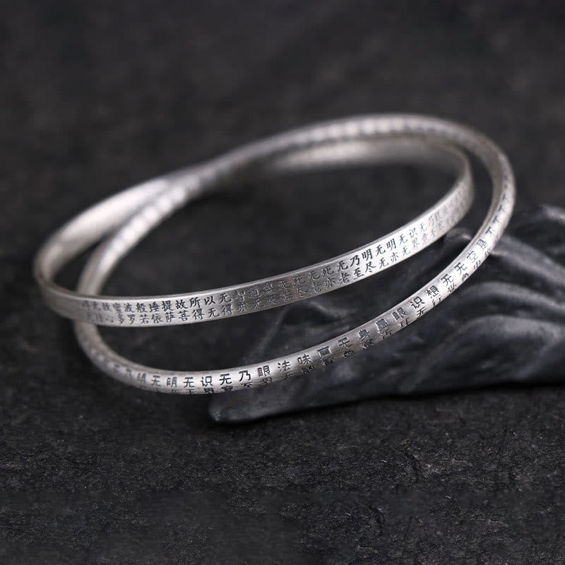 Buddha Stones999スターリングシルバー 般若心経彫刻守護ブレスレットバングル - image 3