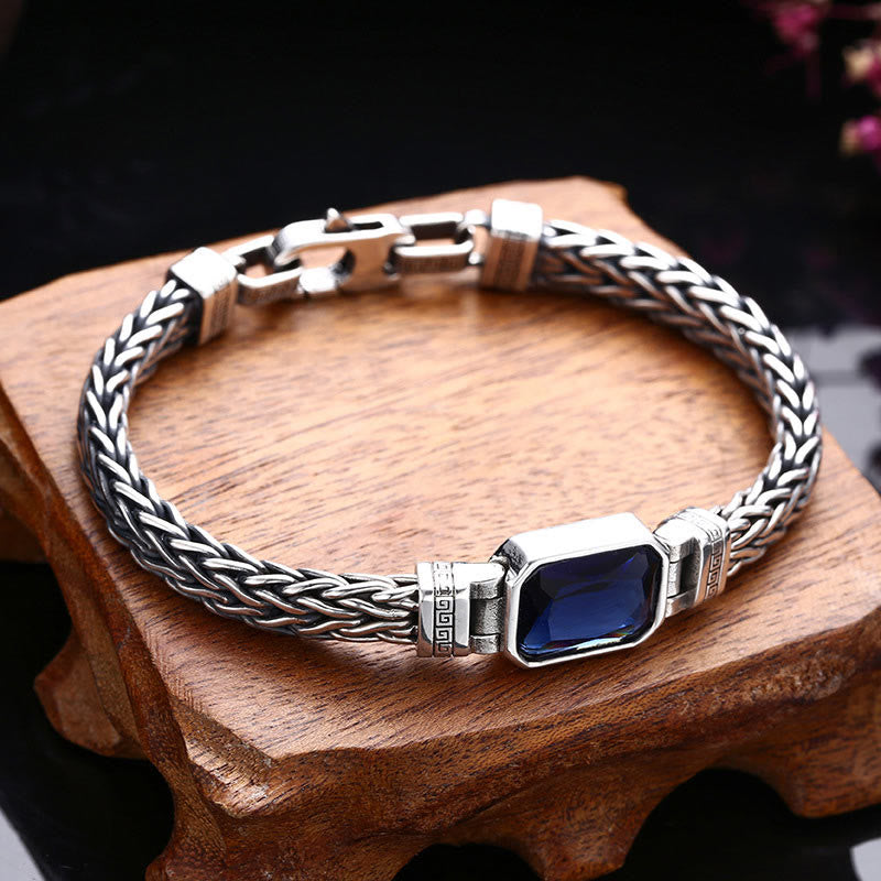 Buddha Stonesレトロブルーアクリル ドラゴンキール編みデザイン ヒーリング ウェルスバックルブレスレット