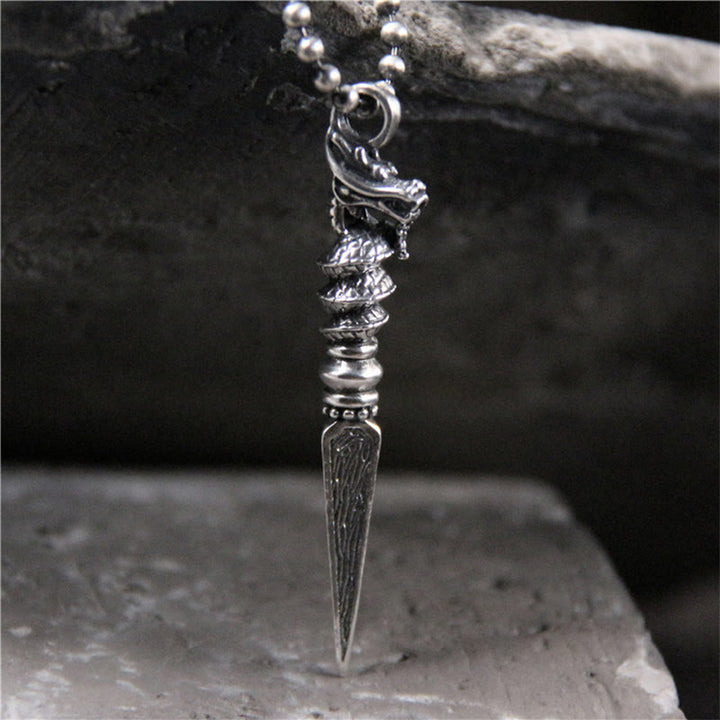 Buddha Stones925 スターリングシルバー 龍年デザイン ドルジェ ヴァジュラ 守護ネックレス ペンダント - 925スターリングシルバー - image 0