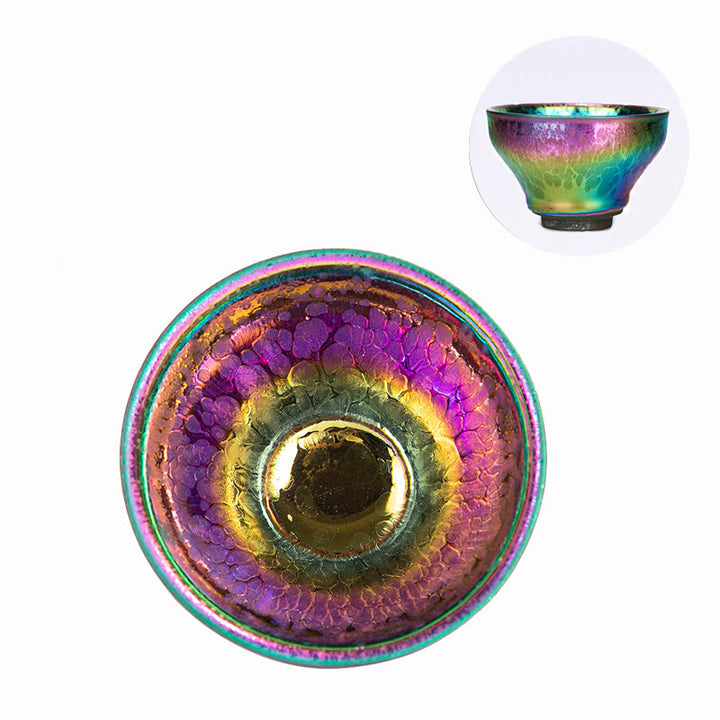 Buddha Stones手作り妖精レインボー中国Jianzhan陶器ティーカップ天目カンフーティーカップ