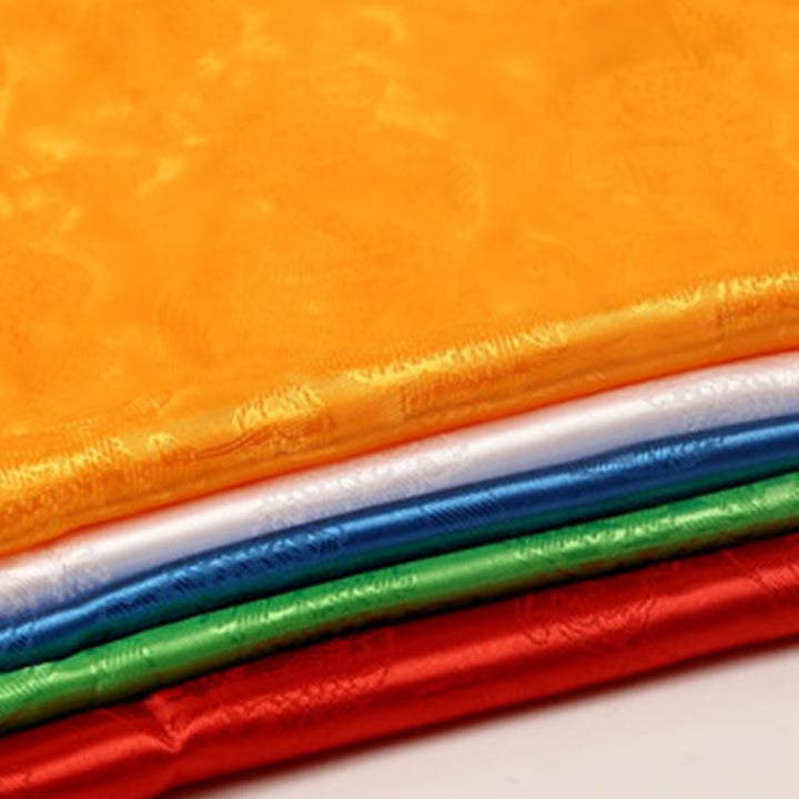 チベットの幸運の祝福5色の龍と鳳凰の模様のカタ装飾