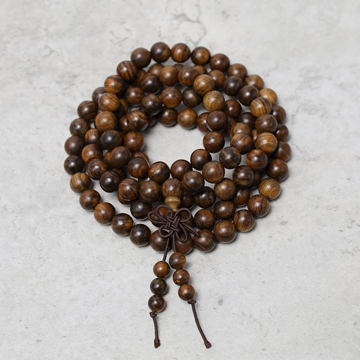Buddha Stones108 個入りMalaビーズ ブレスレット 祈り 瞑想 白檀 弾性
