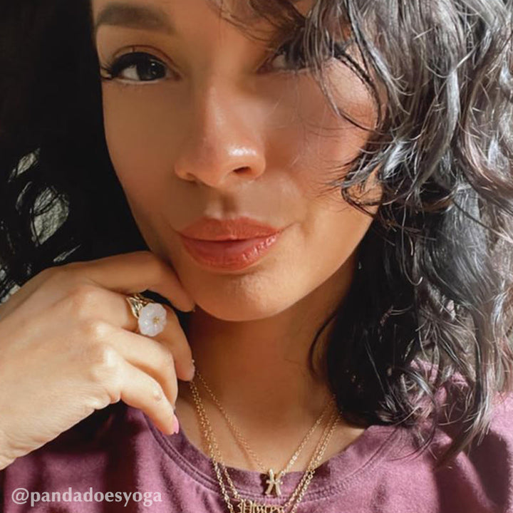 Buddha Stones925シルバーメッキ銅白翡翠梅花葉幸運リング