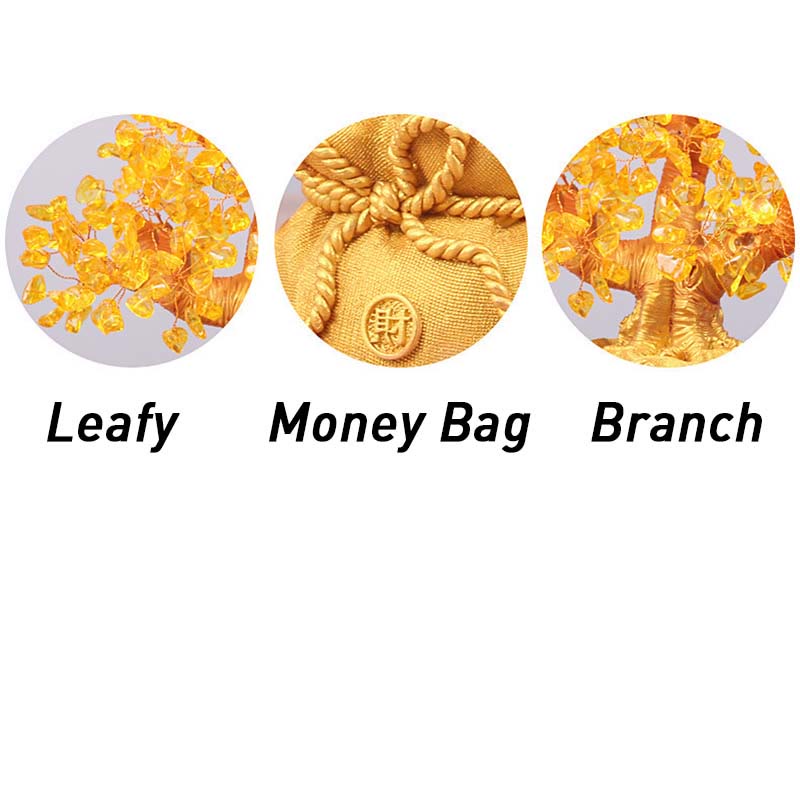 Buddha Stones天然シトリン金の樹宝石オーナメント - 繁栄の風水