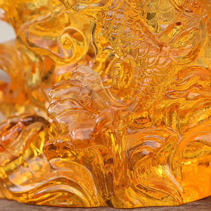 Buddha Stones手作り 中国の十二支 黄龍 琉璃 クリスタルアートピース 幸運の守護 自宅 オフィス 装飾